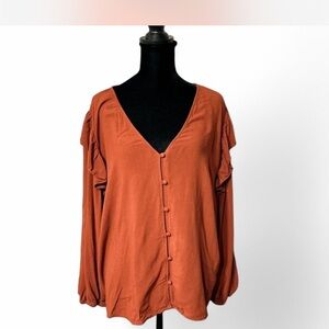 UNIVERSaL TREAD Rust Button-Down Women's Top